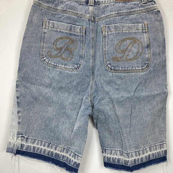 NEW Bottega Desires Men’s Embroidered Appliqué Denim Shorts – Blue Size 30 Fray - Picture 9 of 10